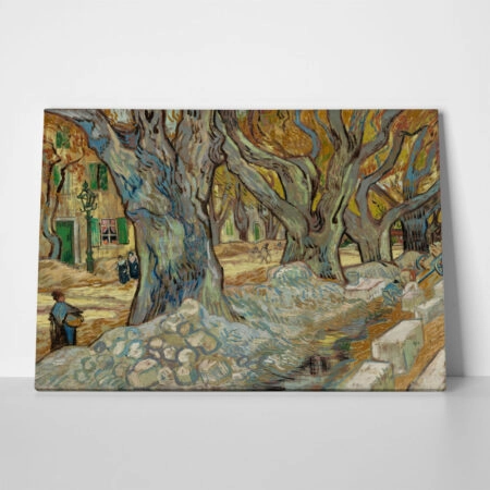 Πινακας σε καμβά VAN GOGH - THE LARGE PLANE TREES ROAD MENDERS AT SAINT RÉMY