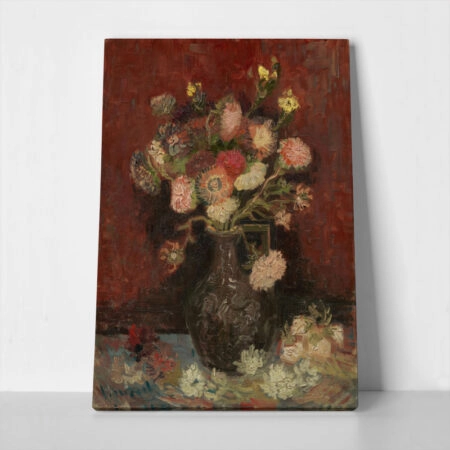 Πινακας σε καμβά VAN GOGH - VASE WITH CHINESE ASTERS AND GLADIOLI
