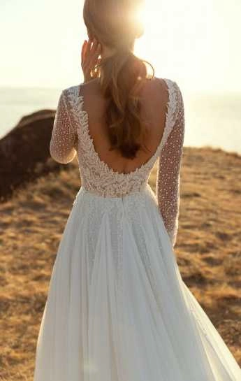 Νυφικό για νησί με ανοιχτή πλάτη