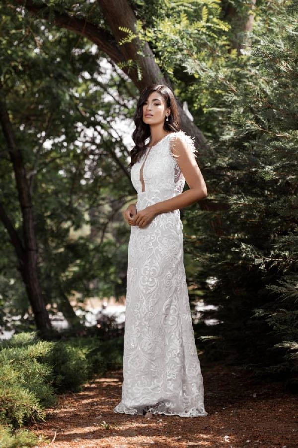 Υπέροχα Νυφικά για πολιτικό γάμο: Επιλέξτε το απόλυτο στυλ! 22 Νυφικό Από Πολυτελές Μπροκάρ Κεντημένο Ύφασμα