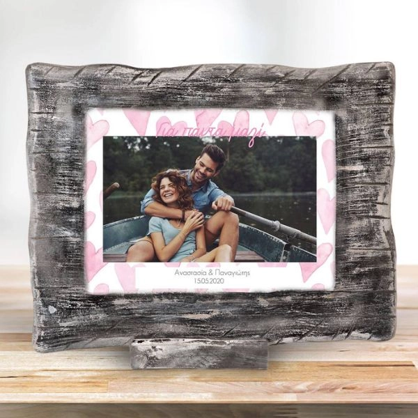 Vintage Ξύλινο Κάδρο Αγίου Βαλεντίνου Pink Hearts