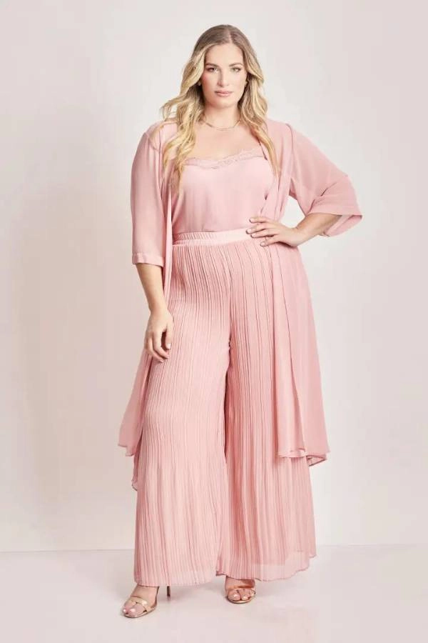 Chiffon Παντελόνα Πλισέ με Ελαστική Μέση σε Ροζ