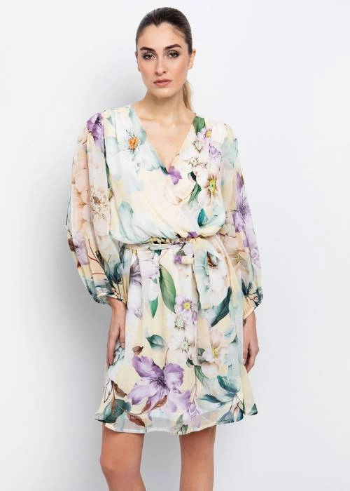 Καλεσμένη σε βάπτιση: Τι να φορέσω ανάλογα την εποχή! 4 Φόρεμα μακρύ εμπριμέ με δαντέλα με λάστιχο στη μέση & δετή ασορτί ζώνη