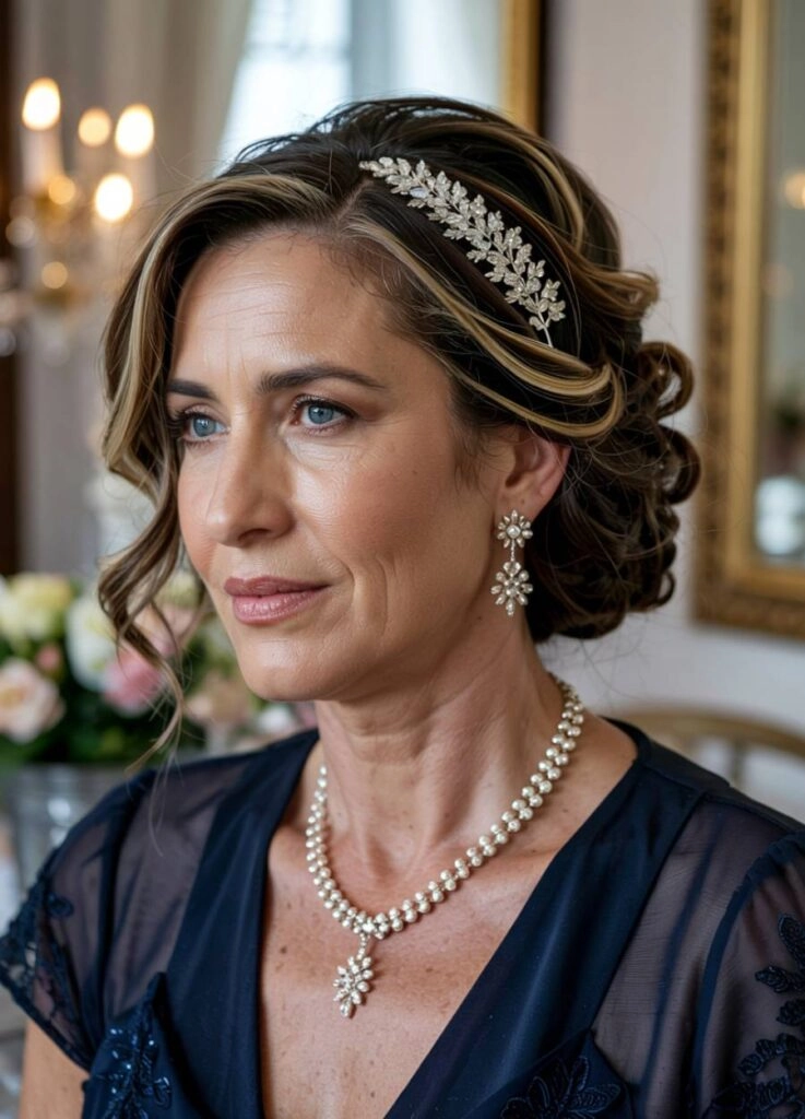 10+1 κομψά χτενίσματα γάμου για τη μητέρα της νύφης! 13 Μαμά νύφης με αξεσουάρ μαλλίων