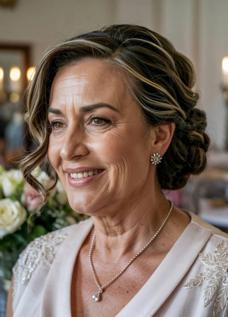 10+1 κομψά χτενίσματα γάμου για τη μητέρα της νύφης! 10 Κομψή μαμά νύφης με ασσύμετρο κότσο