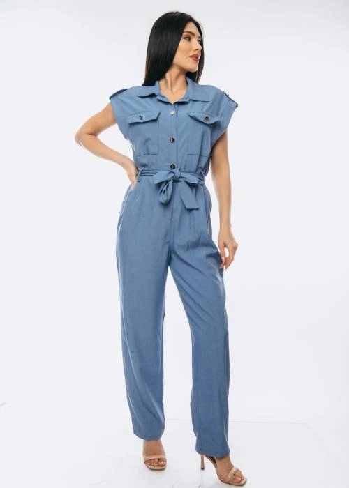 Elegant Ολόσωμη Φόρμα με Ζώνη & Κουμπιά