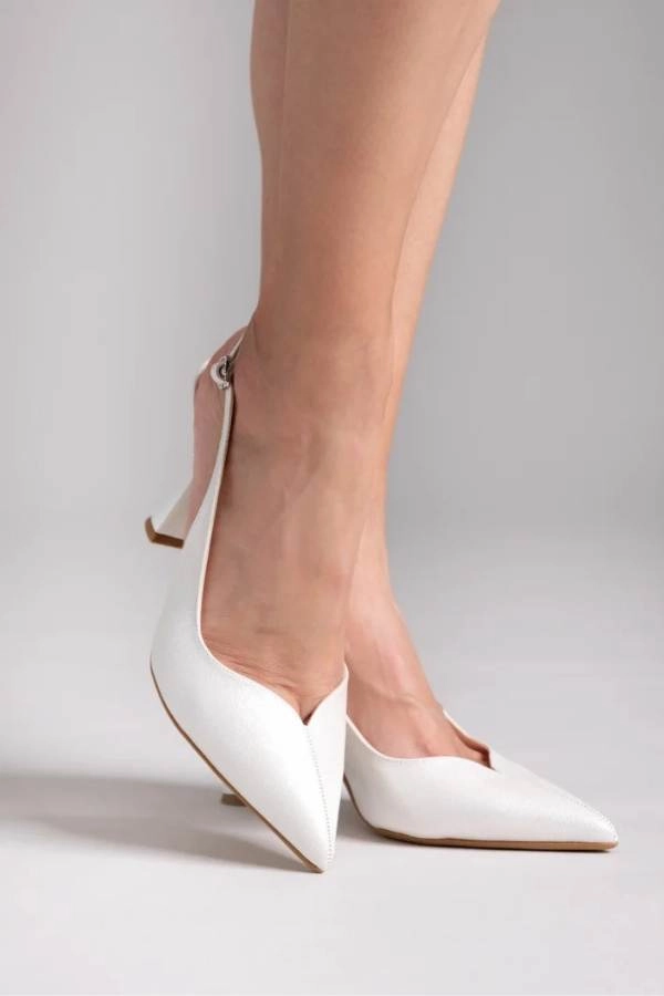 Νυφικές Γόβες TFP Slingback Μυτερές Λευκό Πέρλα