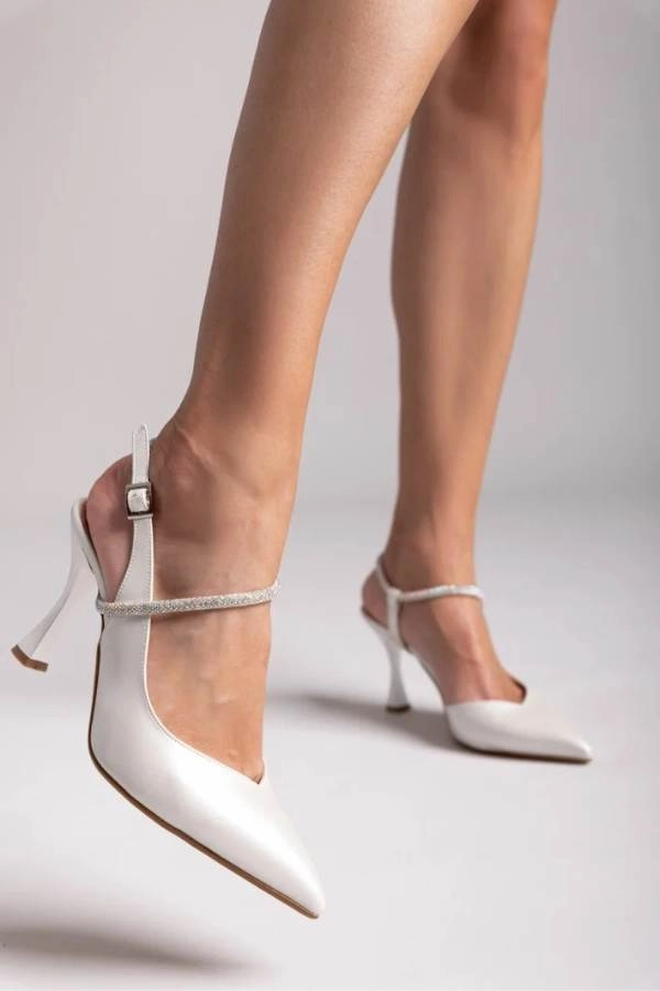 Νυφικές Γόβες TFP Slingback με στράς Λευκό Πέρλα
