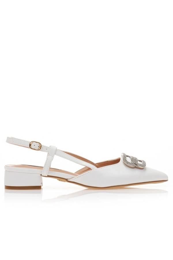 Τα πιο άνετα νυφικά παπούτσια για χορό μέχρι το πρωί! 13 Γόβες mules λευκές δερματίνη με αγκράφα από στρας