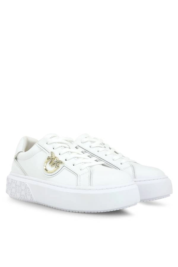 Νυφικά Sneakers Pinko Λευκό Δέρμα Πλατίνα