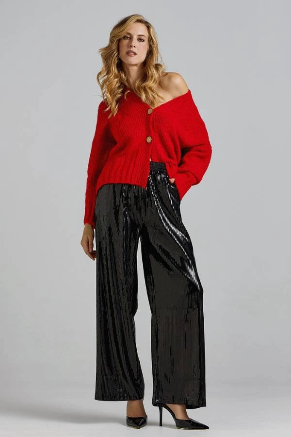 Παντελόνι με παγιέτες σε μαύρο χρώμα