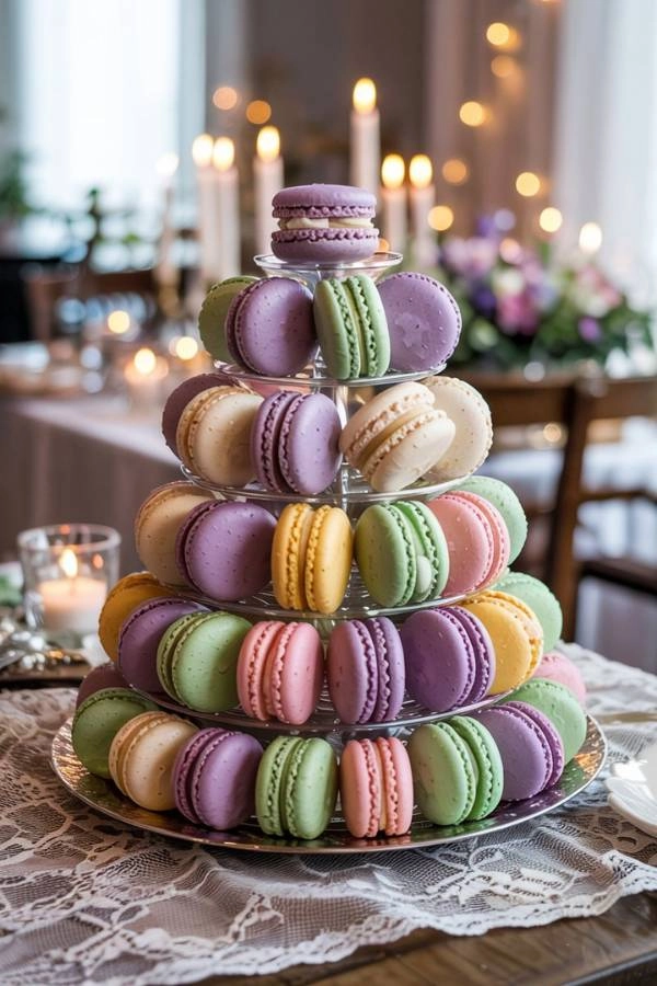 Πυραμίδα macarons σε pastel αποχρώσεις