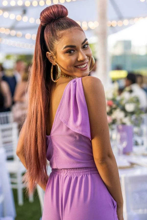 11 Χτενίσματα για κουμπάρα που θα κλέψουν την παράσταση 12 Μοντέρνο και εντυπωσιακό χτένισμα για κουμπάρα ή καλεσμένη, με ψηλή bubble αλογοουρά και κότσο.