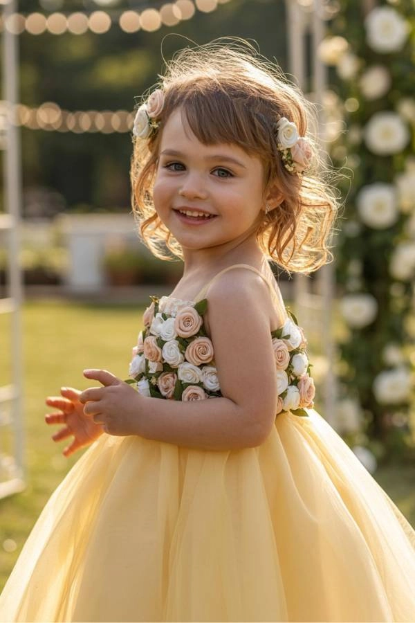 11 Χτενίσματα για κουμπάρα που θα κλέψουν την παράσταση 17 Μικρή κουμπάρα με χαλαρές μπούκλες και στεφάνι από λουλούδια, σε παραμυθένια διάθεση.