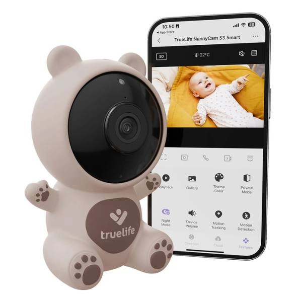 Ψηφιακό baby monitor σε σχέδιο αρκουδάκι με Full HD εικόνα, νυχτερινή όραση, αμφίδρομη επικοινωνία, νανουρίσματα και ειδοποιήσεις κίνησης/ήχου/θερμοκρασίας.