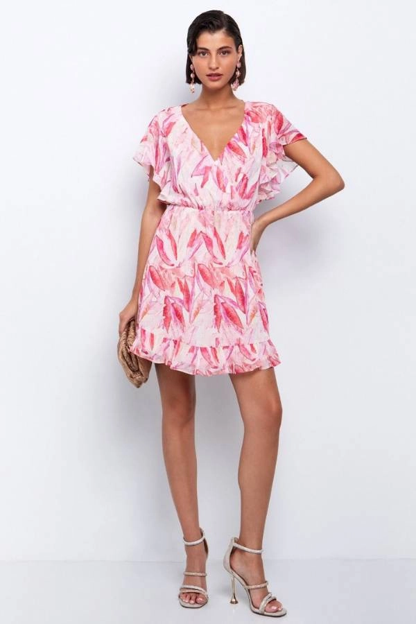 Εμπριμέ φόρεμα με ruffles