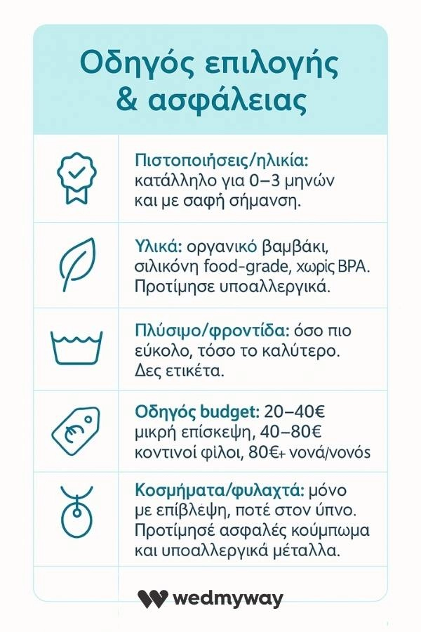 Οδηγός επιλογής και ασφάλειας για δώρα για νεογέννητα