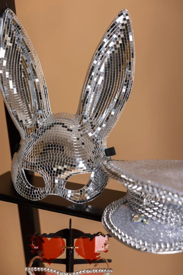 Ασημί μάσκα καθρέφτης για props photobooth