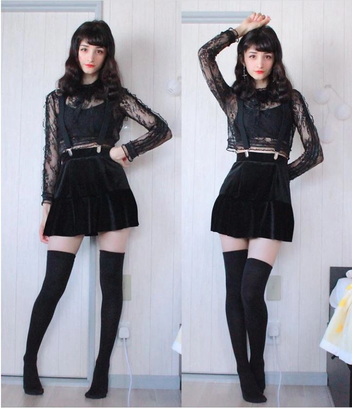 Black Top with Lace and Skirt Set | Jennie - Blackpink