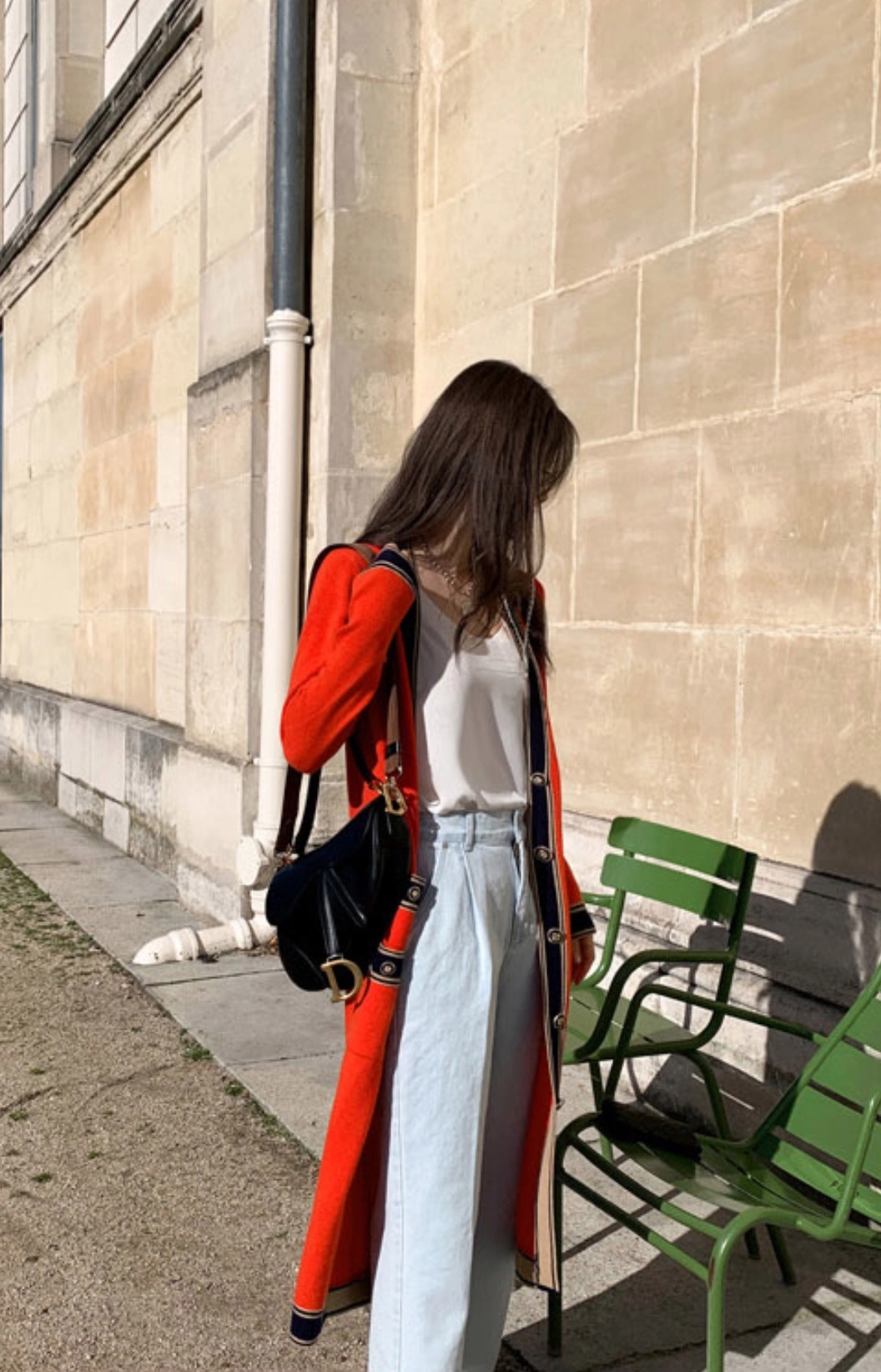 Red Long Cardigan With Black Tape Edging | Jennie - Blackpink