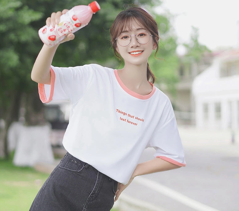 White Last Forever Pink Outline T-Shirt - Fashion Chingu