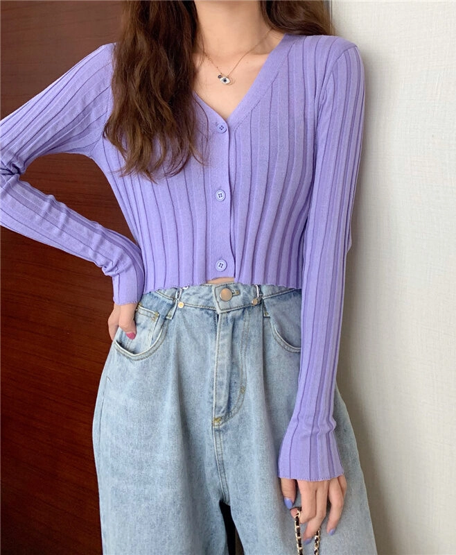 【新品】QUNG QG Classic Cropped Cardigan 完売品 8seconds Crop Knit Cardigan Ash | Cardigans for Women | KOODING