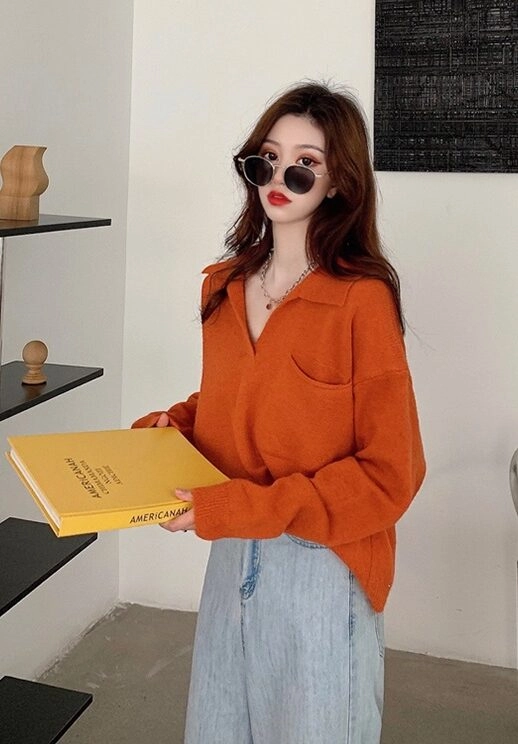 ★MAINBOOTH★Voyager Oversized Collar Sweater(CHA)★正規品 Jonas Johnny Collar Sweater
