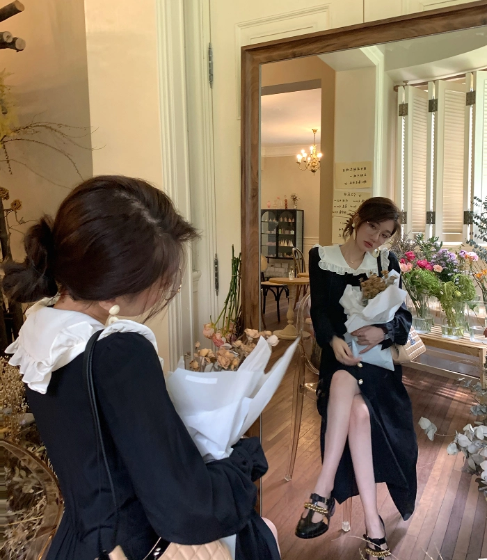 NOFFICIALNOFFICE★韓国人気 SPAN VELVET RAGLAN TOP BLACK/PINK Black Vintage Dress | Jennie - BlackPink - Fashion Chingu