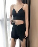 Black Silk Cropped Top | Jisoo -BlackPink - Fashion Chingu