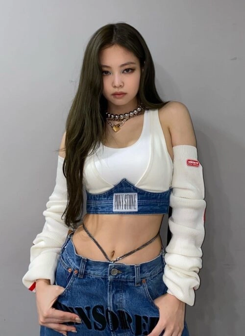 Black And White Plaid Tube Crop Top | Jennie - BlackPink