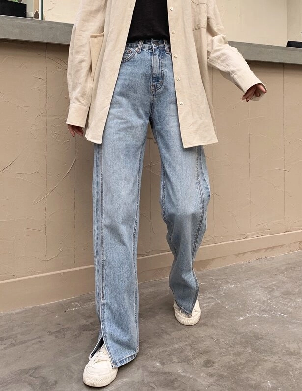【WONDER WONDER】Odd Damage Slit Wide Light Blue Denim Pants Amazon.com: Andongnywell Men Skinny Stretch Destroyed Denim