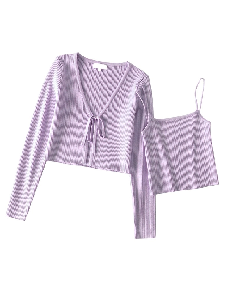 Lilac Cropped Top and Cardigan Set | Jennie - BlackPink