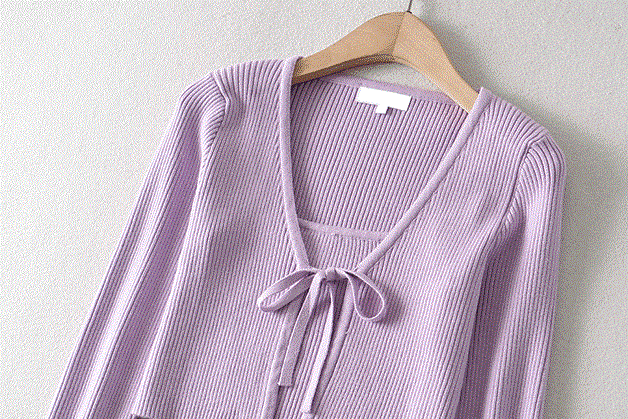 Lilac Cropped Top and Cardigan Set | Jennie - BlackPink