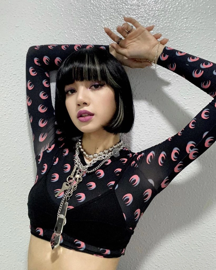 Black Moon Print Long Sleeves Crop Top And Bralette | Lisa