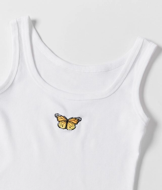 【IFYOUWANT】24SS★ Melting Butterfly CROP TEE Gravity Trading Womens Colorful Butterfly Solar Changing