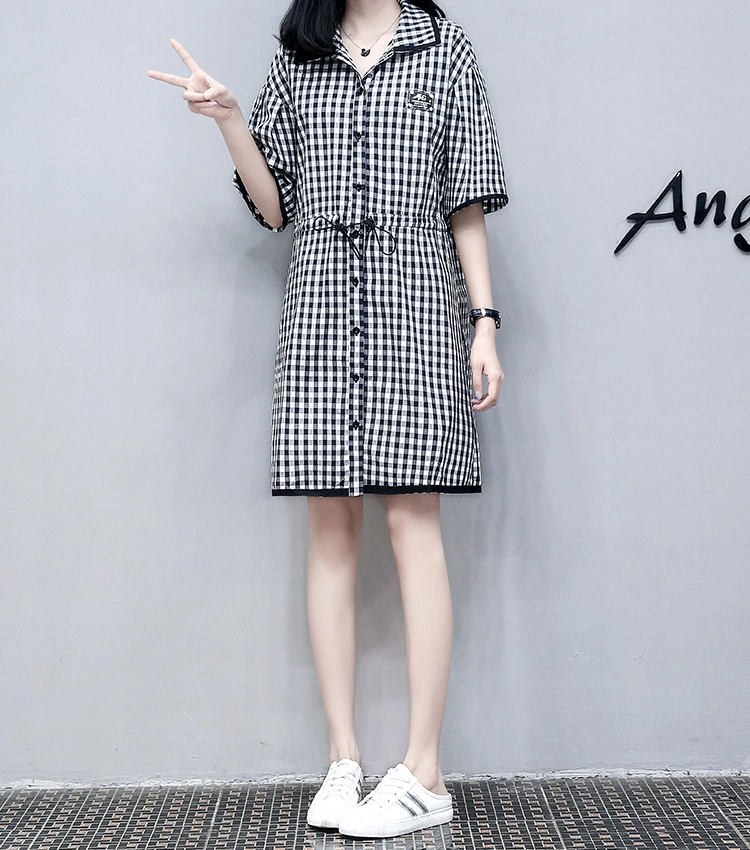 Black Checkered Collared Shirt Dress | Seulgi - Red Velvet