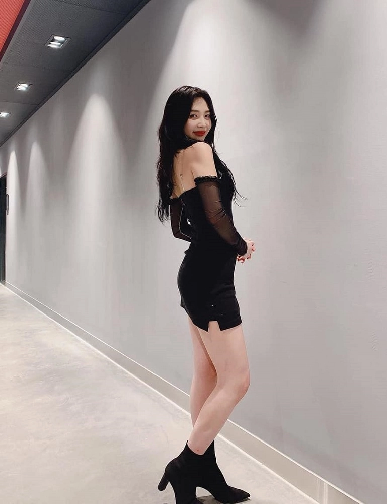 Black Fitted Dress With Mesh Sleeves | Joy - Red Velvet