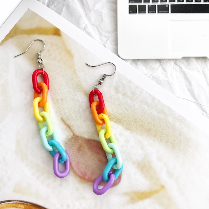 Multicolored Rainbow Chain Earrings | Giselle - Aespa