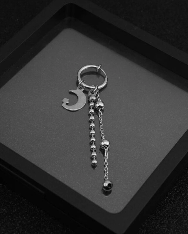 Silver Crescent Moon Earring Suga BTS Fashion Chingu