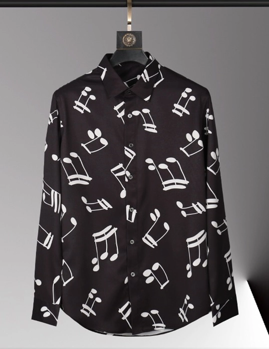 Black Note Print Collared Shirt | BamBam - GOT7 - Fashion Chingu
