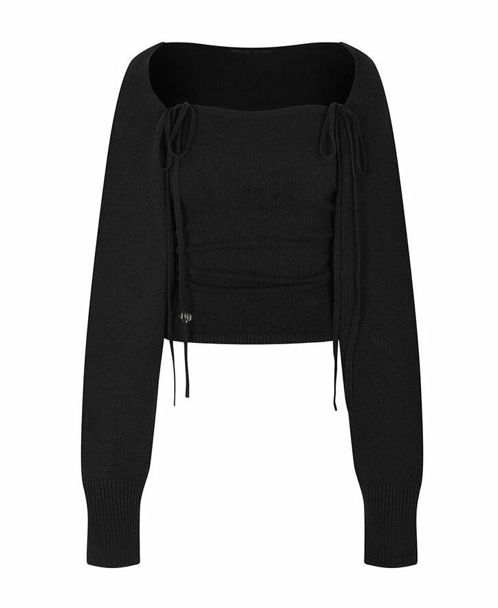 Black Ribbon Cardigan Set | Yeji - ITZY - Fashion Chingu