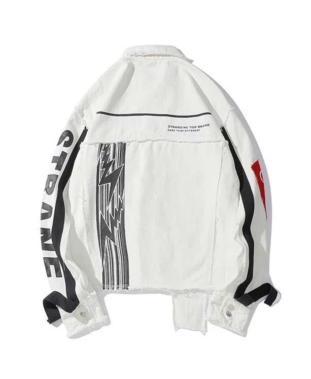 White Frayed Denim Jacket | Hongjoong - ATEEZ - Fashion Chingu