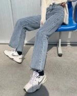 Blue Wide Straight Jeans | Jennie - BlackPink - Fashion Chingu