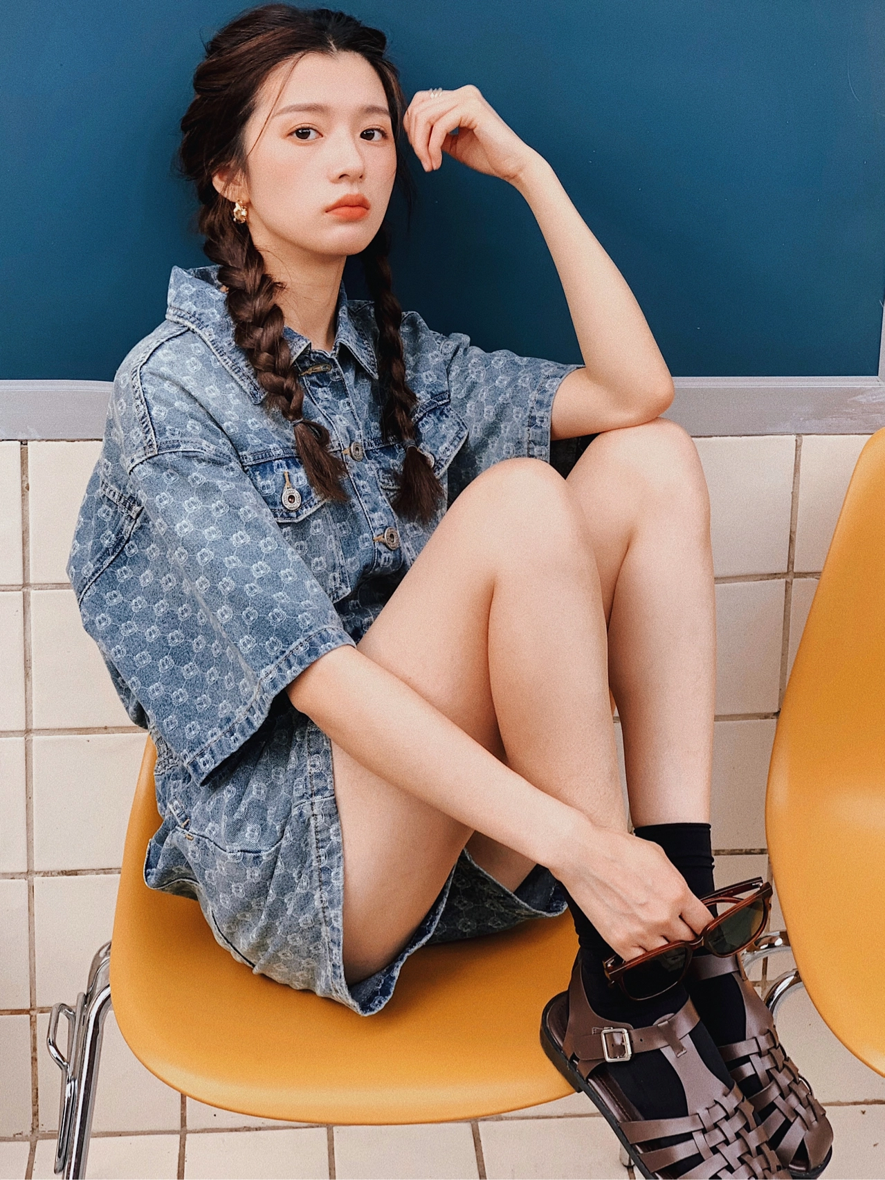 Blue Denim Jumpsuit | Hyuna - Fashion Chingu