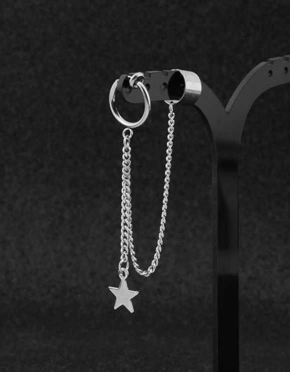 Silver Star Chain Earring | J-Hope - BTS - Fashion Chingu