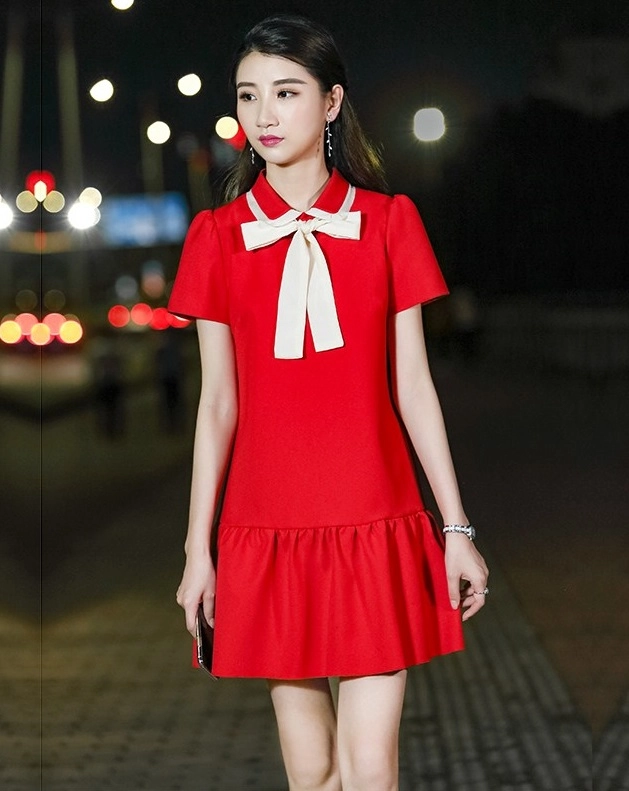 Red Bow Tie Mini Dress | Sana - Twice - Fashion Chingu