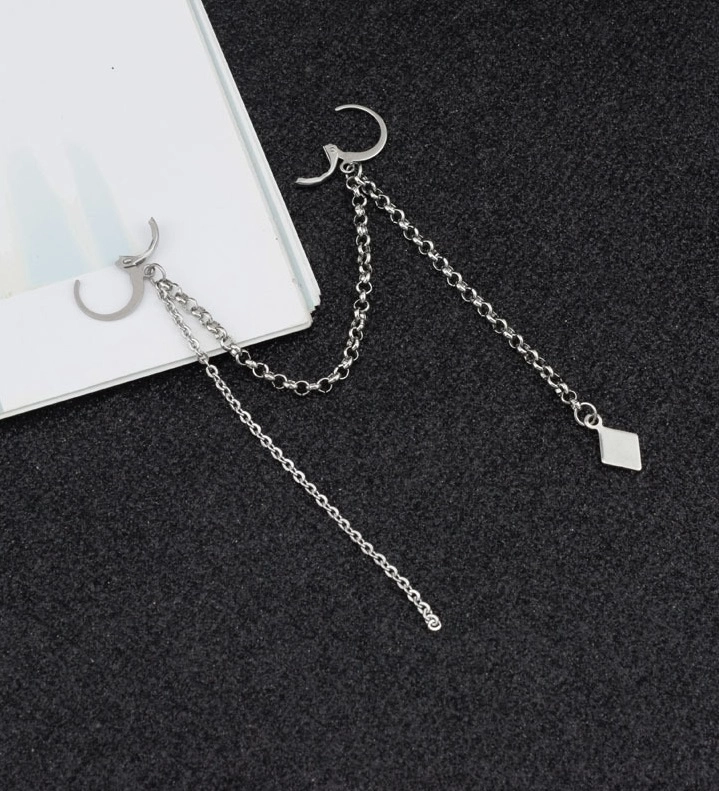 Silver Long Double Buckle Earring | Taehyung - BTS - Fashion