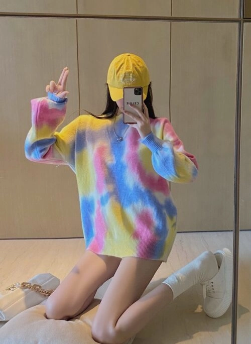 Multicolored Tricolor Tie-Dye Sweater | Kim Lip – Loona