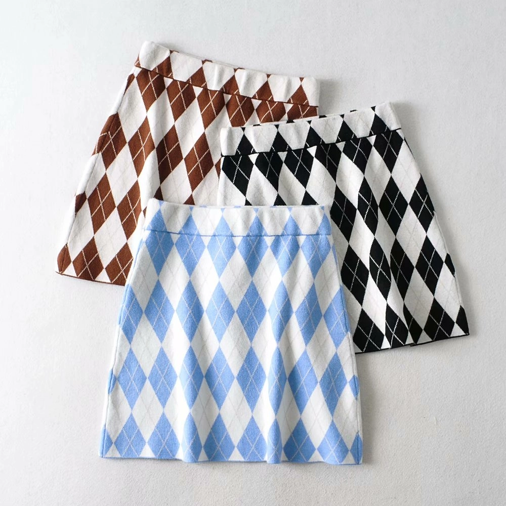 Black And White Diamond Patterned Skirt | Yiren - Everglow