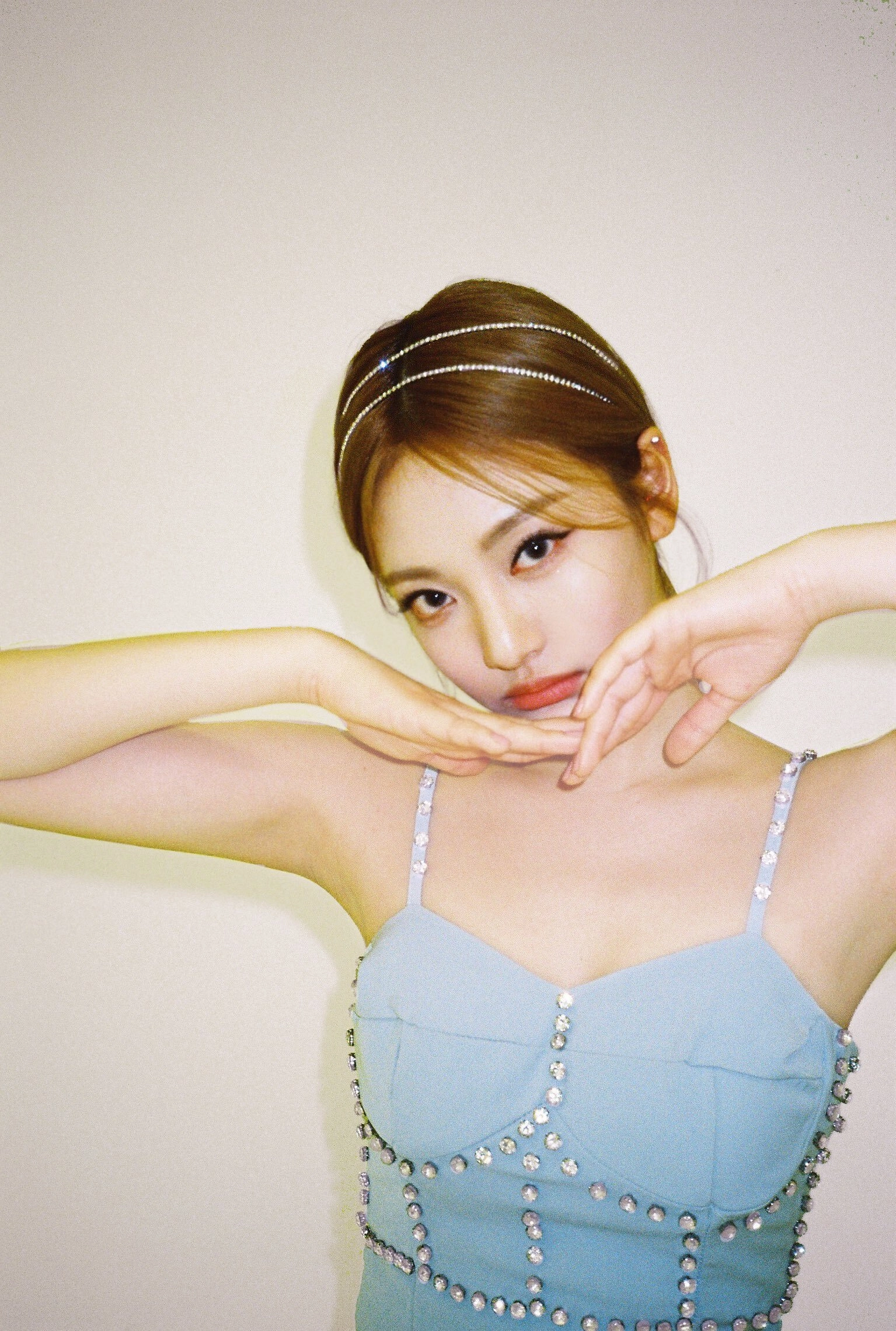 Blue Rhinestone Embellished Sling Dress | Ningning - Aespa